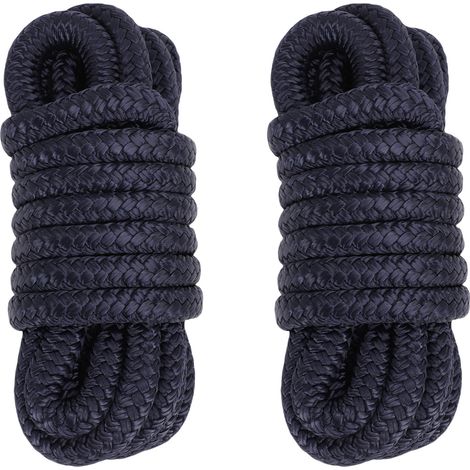 Ortviai Cordes d'amarrage pour bateau en nylon tressé double, 12,7 mm × 4,5 m, bleu marine, 2 pièces (1/5)