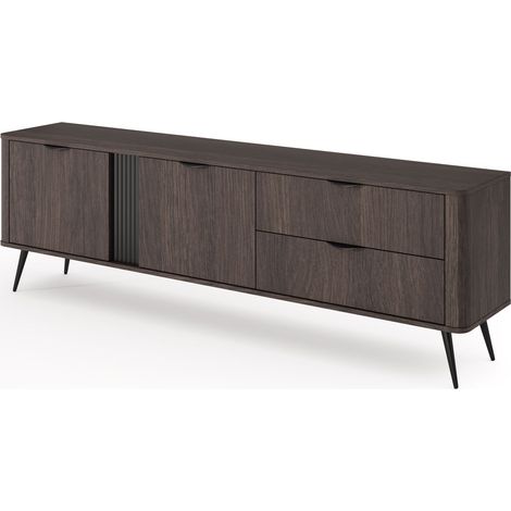 Meuble TV, chêne Dunin combiné avec du noir, 195,2 x 30 x 38 cm (1/5)