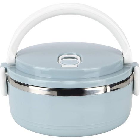 Isolierte Lunchbox, lebensmittelechtes PP, Edelstahl-Innenfutter, 0,7 l, Haushalts-Lunchbox mit Luftloch, isolierte Bento-Box, tragbare Lunchbox (einlagig, nordisches Blau)