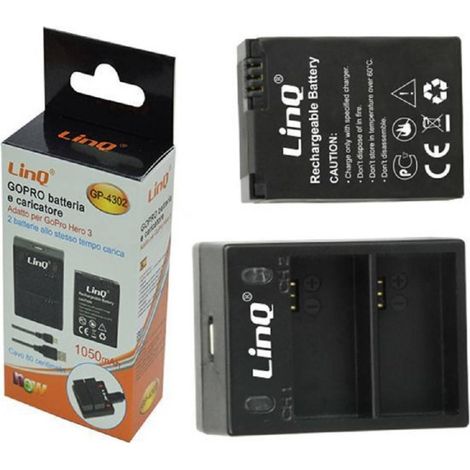 Linq - Base Caricabatteria Dual Dock + Batteria 1050mah Adatto Per Gopro Hero 3 Gp-4302 -