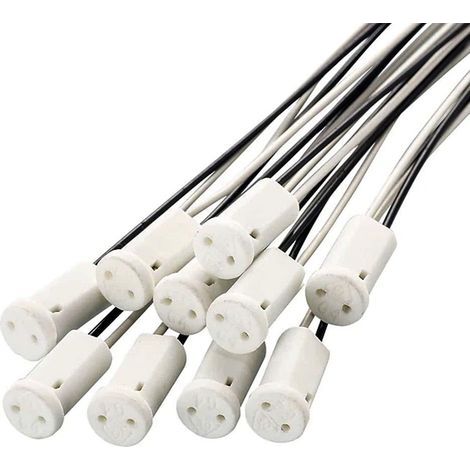 Lot de 10 douilles G4, MR11 halogène G4 LED ampoule base céramique miniature adaptateur prise Bi-pin pour G4 avec câble de 20 cm (1/5)