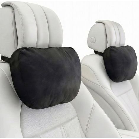 Ensemble de 2 coussins auto, appui au cou pour le siège du conducteur, appui au cou en cuir, appui à dos doux, appui à tête pour la voiture, avec bande élastique réglable, adapté pour dormir dans la v