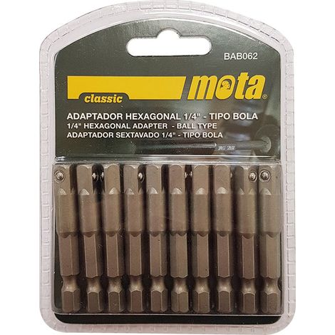PACK 10 ADAPTADORES HEXAGONAL T. BOLA 50mm 1-4 10unid. BAB062 MOTA (1/3)