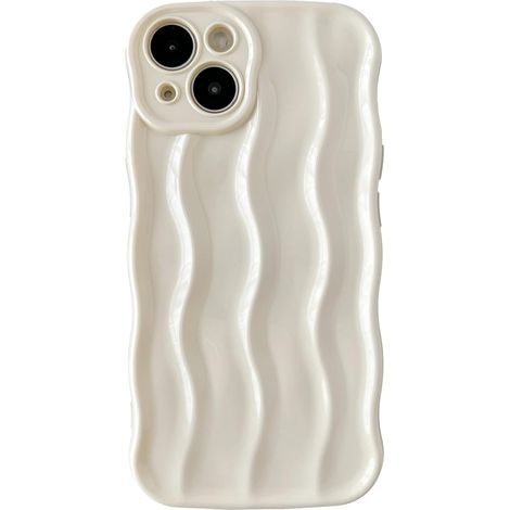Coque pour iPhone 13, coque souple avec cadre ondulé et motif ondulé (blanche) (1/5)