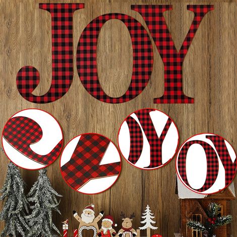 Décoration de table « Joie de Noël » : lettres décoratives en bois pour cheminée, bureau, chambre, salon. (1/5)