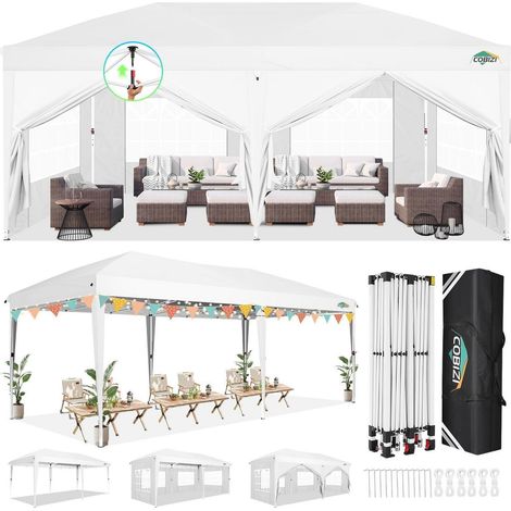 Faltpavillon 3x6m wasserdicht mit 6 Seitenteilen, UV-Schutz, höhenverstellbar (1/5)