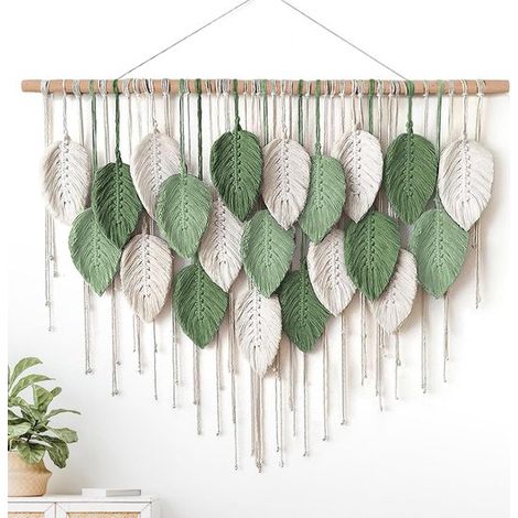 Makramee-Wandteppich – Gewebtes Blatt – 72 x 100 cm – Mehrfarbig (1/5)