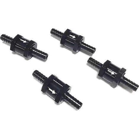 Clapet anti-retour de carburant 3/8" unidirectionnel en ligne pour diesel et essence, noir (10 mm de diamètre extérieur, 4 pièces) (1/4)