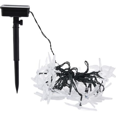 Guirlande lumineuse libellule solaire étanche IP44 30 LED multicolores 2 modes pour jardin cour terrasse pelouse (1/5)