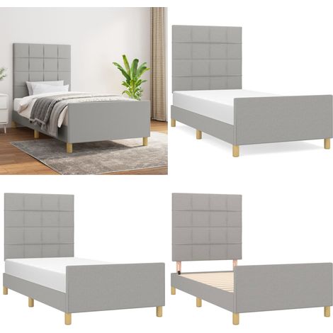 Giroletto senza Materasso Grigio Chiaro 90x200 cm Tessuto - Letto con testiera - Testiera per letto