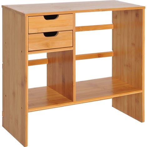 Organizer da Scrivania Reversibile 48x19,5x46 cm con 2 Cassetti Portaoggetti Multifunzionale in Bambù (1/5)