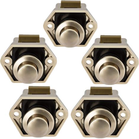 5 serrures de placard pour camping-car avec bouton-poussoir, poignées de porte dorées pour C