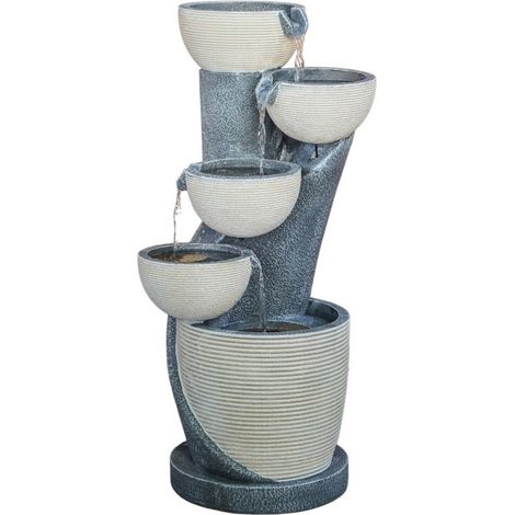 Outdoor Cascading Bowl Water feature - Cement - L37 x W47 x H84 cm - Black