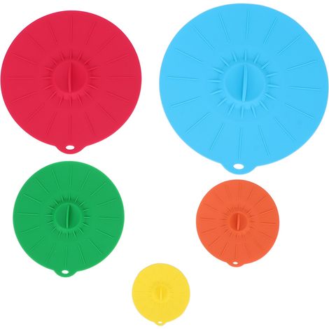 Lot de 5 couvercles en silicone alimentaire pour bol de four à micro-ondes, idéaux pour la cuisine. (1/5)