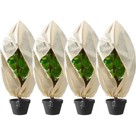 S-giant Housse de Protection pour Plantes, Housse d'hivernage Non tissée 80 g/m² Protection Que Toutes Vos Plantes en Pot volumineuses et résistantes au Gel.(60X60CM)(4pack) (1/5)