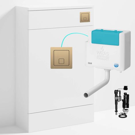 Gloss White 500 x 200mm Back to Wall WC Unit with Concealed Toilet Cistern Set - Bottom Entry (1/4)