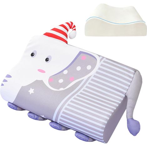 Oreiller enfant en mousse à mémoire de forme, oreiller de berceau, housse de coussin incluse, oreiller pour enfant, oreiller de sieste pour enfant, unisexe pour garçons et filles (style bébé éléphant) (1/5)