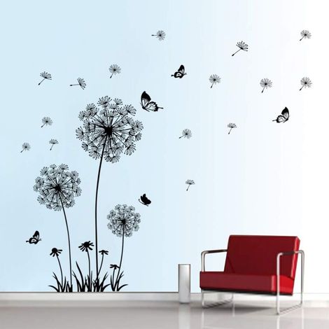 Stickers muraux « Rêve bleu » avec pissenlit et papillon