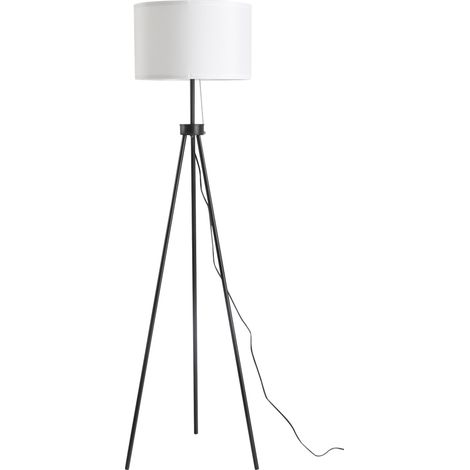 Stehlampe mit Lampenschirm aus Polyester und Baumwolle, Standleuchte Stehleuchte mit E27 Fassung für Wohnzimmer, Schlafzimmer, Weiß, exkl. Glühbirne (1/5)