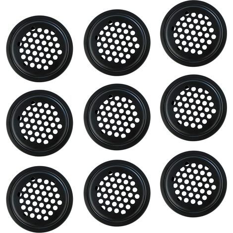 10 griglie di ventilazione e raffreddamento in acciaio inox nero, 19 mm (1/5)