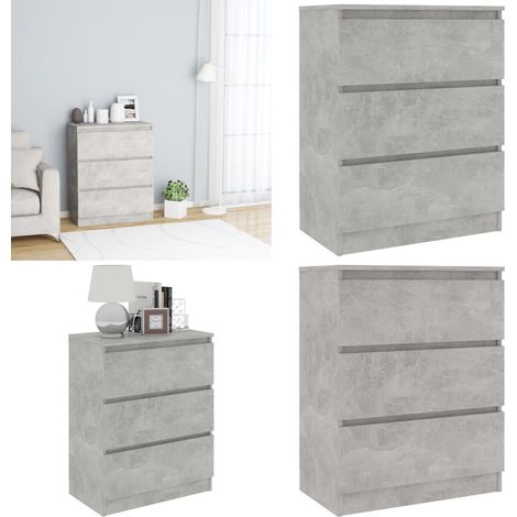 Buffet Gris béton 60x35x76 cm Bois d'ingénierie - Buffet Gris - Meuble Rangement - Buffet Moderne - Commode Tiroir - Mobilier Salon - Home & Living (1/5)