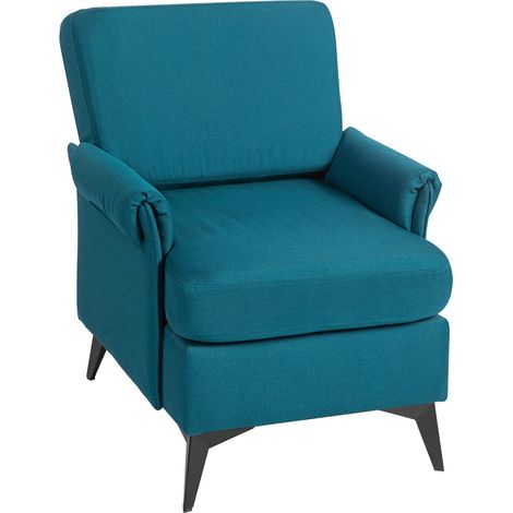 Poltrona d'arredo in Tessuto Effetto Lino Traspirante con Braccioli Arrotolati, 70x73x83 cm, Verde