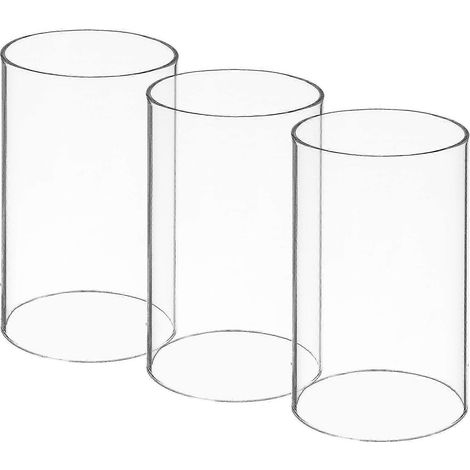 Lot de 3 bougeoirs cylindriques en verre transparent coupe-vent avec manchons ouverts pour bougies (1/5)
