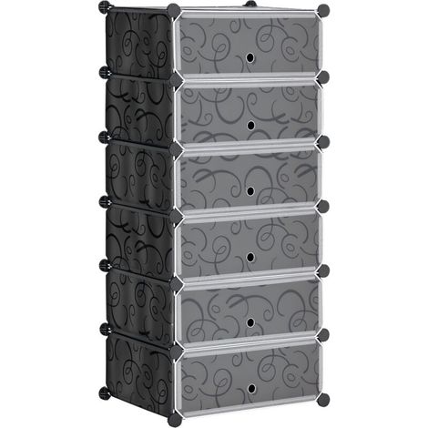 Meuble de rangement à chaussures modulable 6 cubes rectangulaires empilables - noir (1/4)
