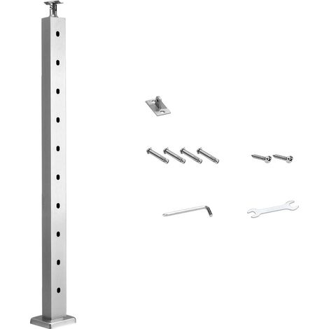 Poteau de garde-corps pour câble, 36x1x2 pouces, poteau de palier pour escalier et terrasse, lot de 1, poteau d'appui en acier inoxydable pour main courante, piquets pré-percés avec support de fixatio (1/5)