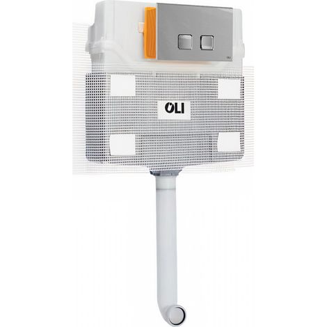 OLI 120 Plus Mechanical Mid Height Concealed Cistern and Basal Polished Chrome Dual Flush Plate with Square Push Buttons