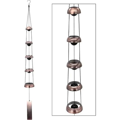 Carillon décoratif en cuivre 92 cm – design pagode traditionnel – carillon à vent sonore pour jardin et terrasse
