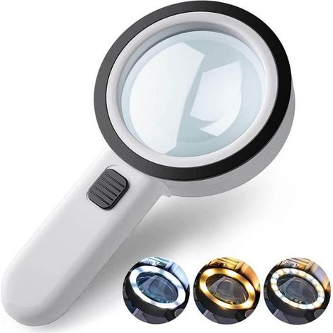 Loupe de Lecture - FOLAYA - Loupe 30X avec 12 LED Lumière - Non-cerclée - Blanc - Chic - Mixte (1/4)