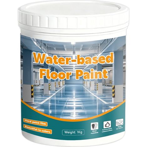 Peinture de sol 3-en-1 gris clair, 300 g, avec pinceau et gants, résistante, imperméable, autonivelante, pour garages et sous-sols (1/5)