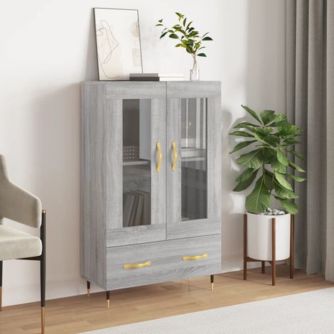Buffet haut, Meuble de Rangement, Armoire de Cuisine sogris 69,5x31x115 cm bois d'ingénierie NKK59494 (1/5)