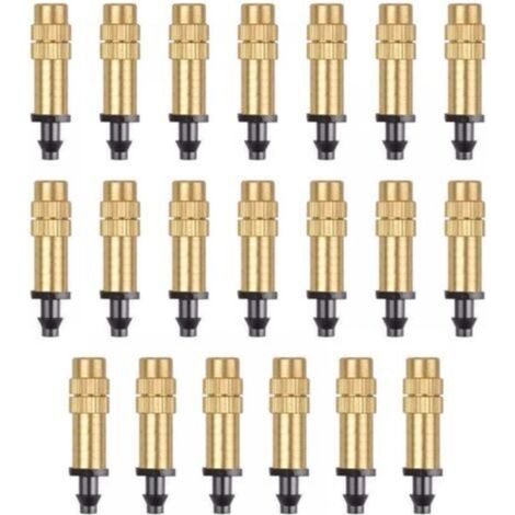 20 Pieces Adjustable Copper Atomizing Nozzle Drip Irrigation Sprayer 4/7mm Atomizing Micro Sprinkler Irrigation Equipment Cooling Garden Greenhouse Vegetables