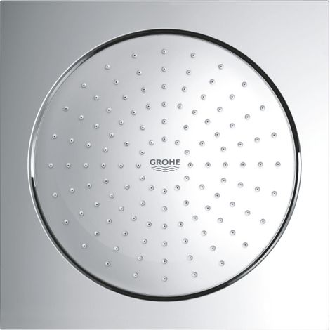 Douche de tête Rainshower F-Series 10'' 254 x 254 mm chromé – Articulation à boule – Débit parfait GROHE DreamSpray – Système anticalcaire SpeedClean