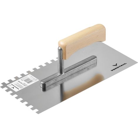 Truelle crantée en acier inoxydable avec manche en bois 270 x 130 mm (4 x 4 mm) Vorstahl (1/3)