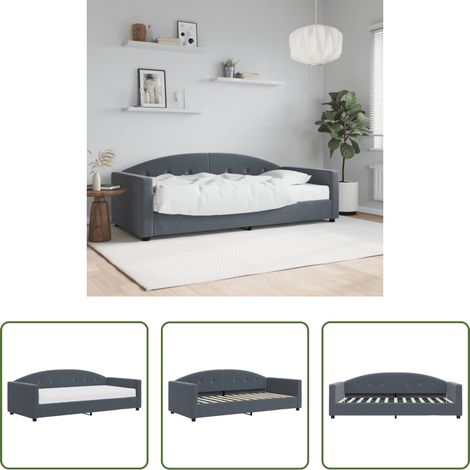 Schlafsofa - Tagesbett mit Matratze Dunkelgrau 90x200 cm Samt (1/5)