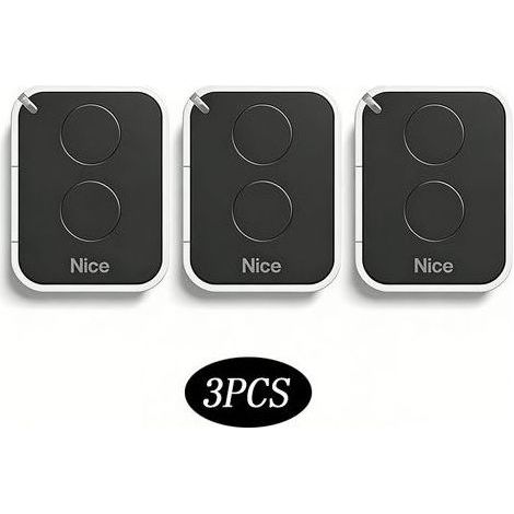 Pack de 3 télécommandes Adapté aux normes NICE Era-One ON2E – 2 canaux – Fréquence 433.92 MHz – Portée jusqu’à 200 mètres – Compatible motorisations Adapté aux normes NICE (1/5)