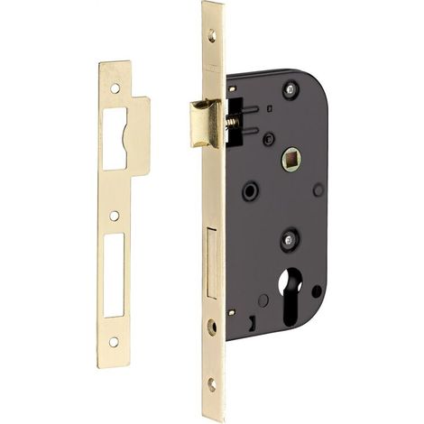Boitier de serrure encastrable à cylindre pour porte d'entrée, axe 50mm, bouts carrés - (1/2)
