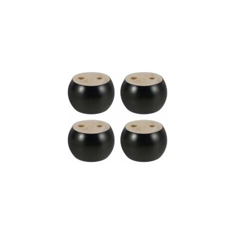Juego de 4 patas redondas de madera para muebles, 5 cm de alto, para sofá, cama, sillón, armario, con tornillos y cinta adhesiva (negro) - Crezuo