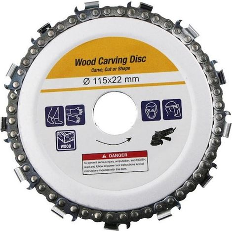 Pacchetto promozionale: Disco a catena per sega per legno, compatibile con smerigliatrice angolare, 8 TPI, diametro 115x23,22 mm + Disco abrasivo per taglio metalli 125x1x22,23 mm per smerigliatrice a (1/3)