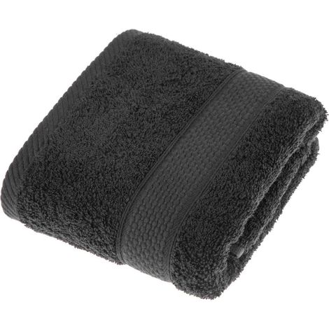 HOMESCAPES Frottee Handtuch 100% Baumwolle schwarz