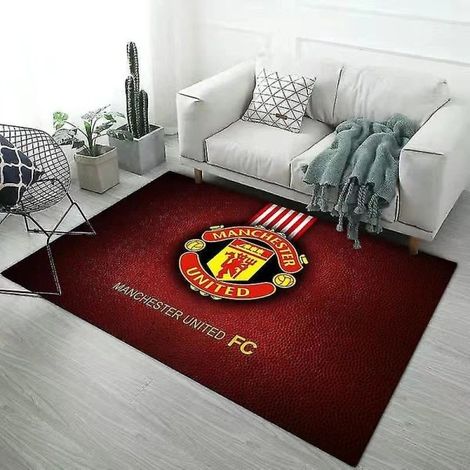 Tapis de Sol Manchester United 50x80cm, Paillasson Antidérapant pour Chambre et Extérieur, Moquette d'Entrée à Motif Logo, Revêtement de Sol pour Salon (1/2)