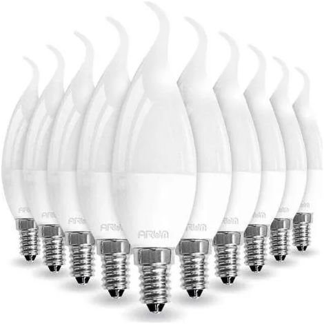 Lot de 10 ampoules LED E14 effet flamme 5 W (équivalent 40 W), température de couleur : blanc neutre 4 000 K (1/3)