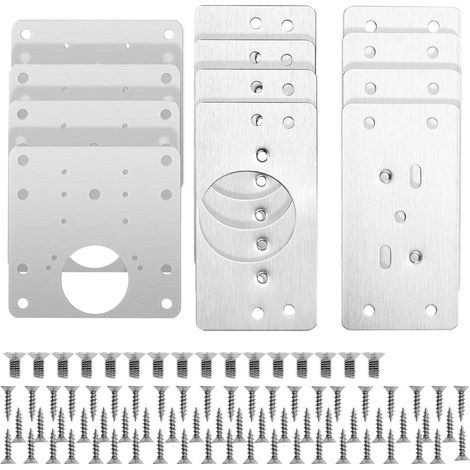 Set di 12 piastre di riparazione per cerniere di ante di armadi, kit di riparazione mobili con viti, kit di riparazione cerniere per armadi con fori, cerniere da cucina in acciaio inossidabile