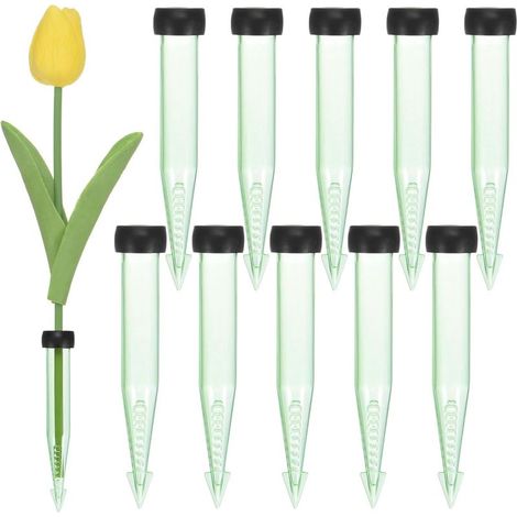 50 Pcs Tubes d'eau Florale,4 Pouce/ 10cm Tubes Floraux en Plastique avec Bouchons en Caoutchouc pour Compositions Florales,[Vert Transparent] (1/5)