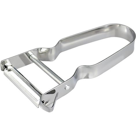 U-förmiger Gemüseschäler, Obstschäler aus Edelstahl, Küchenschäler, ergonomischer Griff, Apfelschäler, Kartoffelschäler, silberfarben. (1/5)