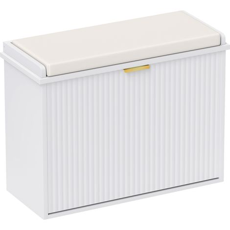 Stylish White Six-Pair Shoe Storage Bench with Cushion Top Seat