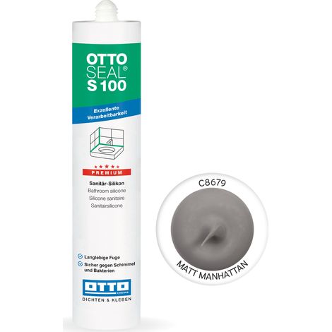 OTTOSEAL S-100 Premium-Sanitär-Silikon 300 ml Kartusche C8679 matt manhattan - 1392343 (1/5)